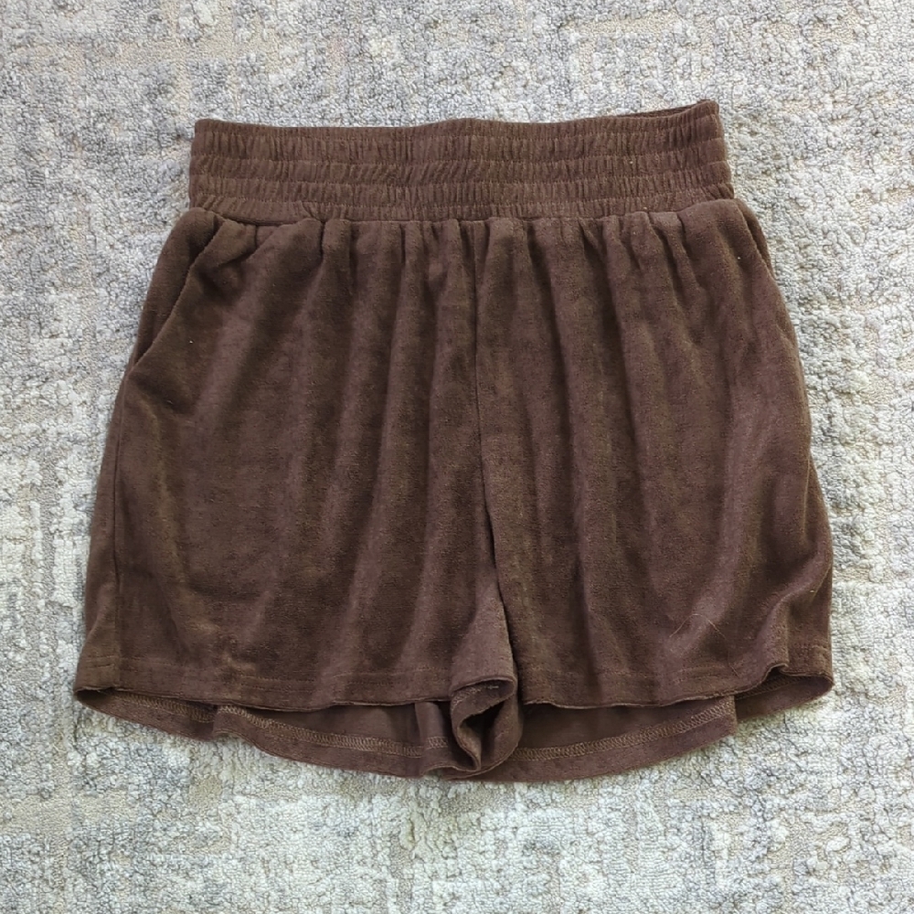 NWT PrettyLittleThing Brown Towelling Beach Shorts - Picture 2 of 8